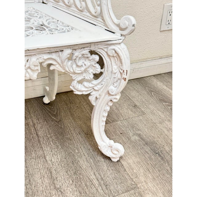 Vintage Cast Aluminum Outdoor Bench For Sale - Image 4 of 10