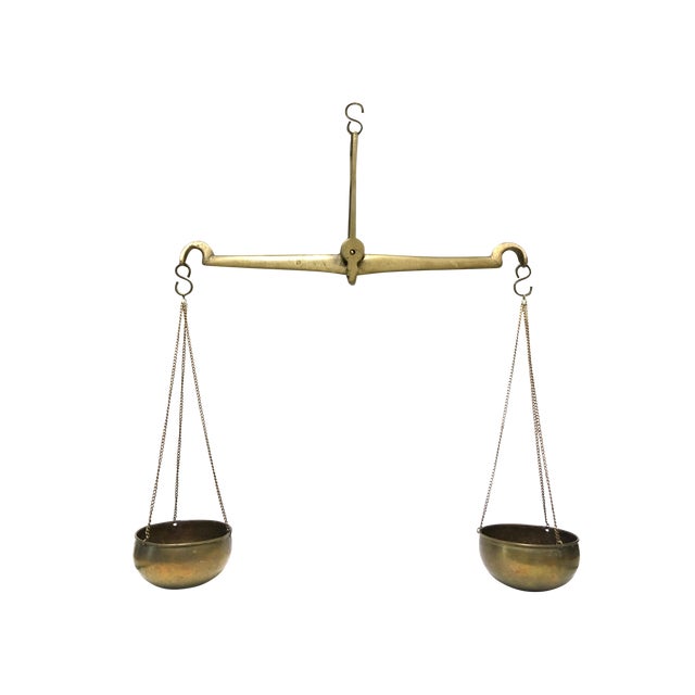 Antique Brass Hanging Balance Scale Weigh Tool Chairish