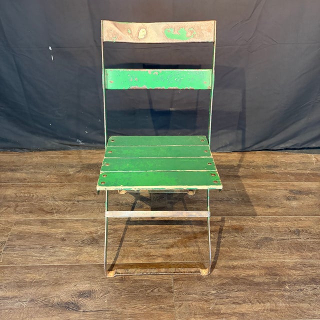 Weathered Green Bistro Chairs With Original Paint For Sale - Image 10 of 12