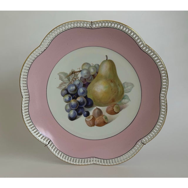 Transitional 1940s Schumann Bavaria Germany Fruit Plates Reticulated Edges- Set of 4 For Sale - Image 3 of 12
