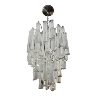 1970s Italian Triedri Crystal Prism Chandelier For Sale