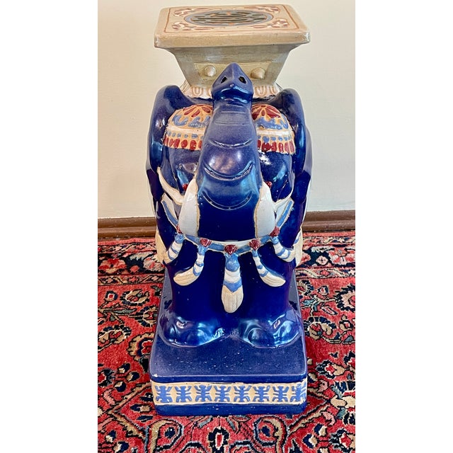 Vintage Ceramic Elephant Garden Stool/ Table/ Plant Stand For Sale In Naples, FL - Image 6 of 12