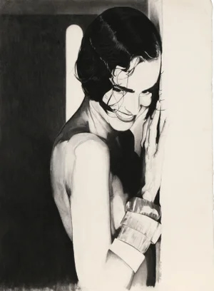 Nathaniel Tatum, Portrait of a Woman Charcoal Drawing