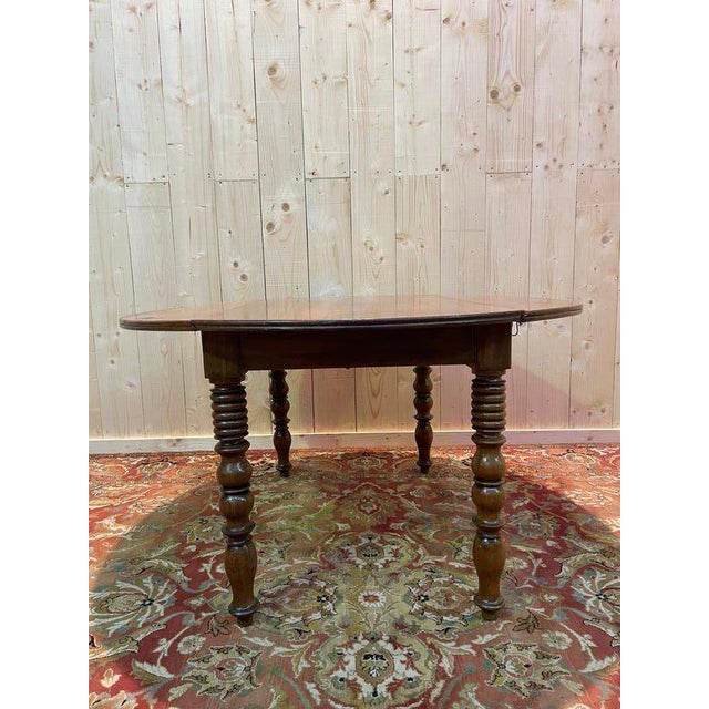 Louis Philippe Round Walnut Dining Table For Sale - Image 5 of 6