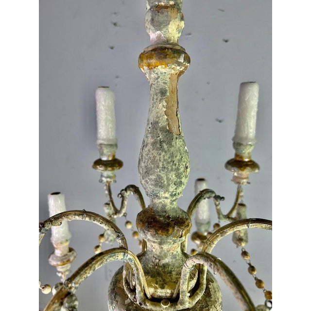 Distressed Twelve Light Chandelier by Melissa Levinson, Wood & Iron For Sale - Image 10 of 17