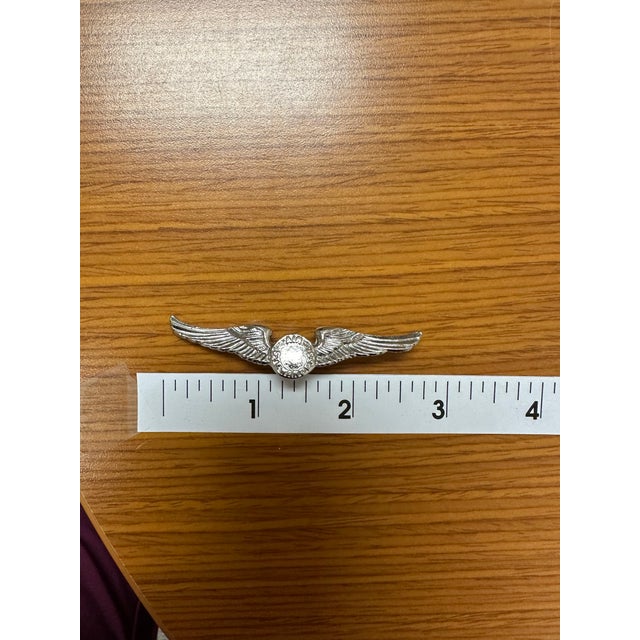 Silver Vintage Airlines Souvenir Air Stewardess Wings Silver Tone Brooch Pin For Sale - Image 8 of 8