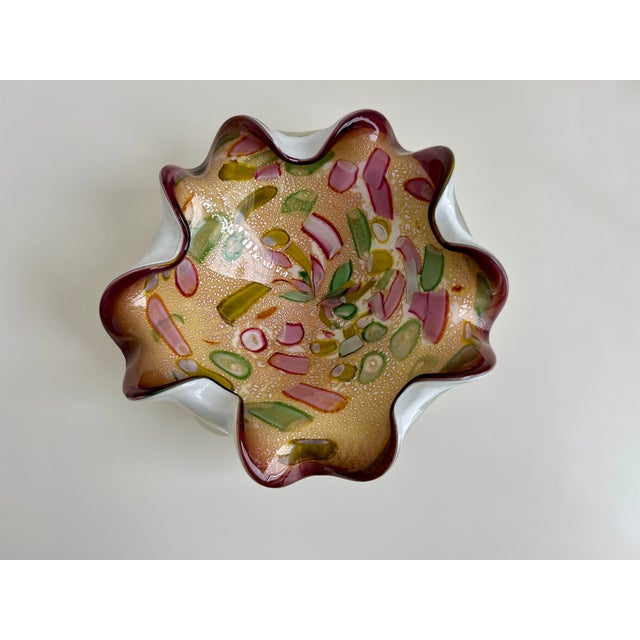 Goldenrod Vintage Mid-Century Modern Murano Art Glass Bowl, Dino Martens For Sale - Image 8 of 12