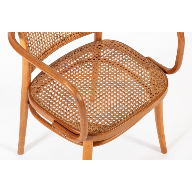Brown Vintage Bent Wood & Wicker Cafe Chairs by Josef Hoffman for Ligna For Sale - Image 8 of 17