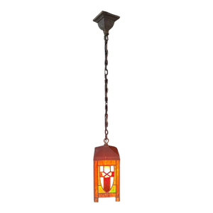1910s Arts and Crafts Leaded Glass Chandelier