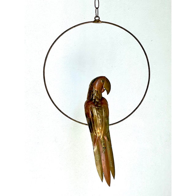 Vintage Hammered Metal Parrot on Ring After Sergio Bustamante For Sale - Image 10 of 12