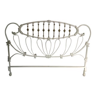 Early 20th Century Antique Elliott's Designs Inc. King Size Cast Iron and Brass Headboard For Sale