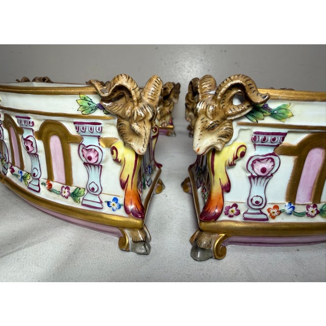 Antique 4 Piece Italian Capodimonte Porcelain Table Garniture Jardiniere Set For Sale - Image 12 of 18