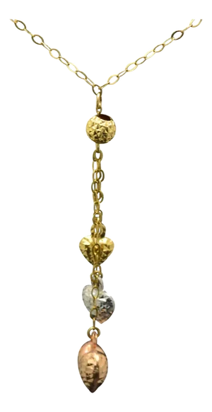 The Zerlina: Ladies 14K Tricolor Dangling Heart Necklace