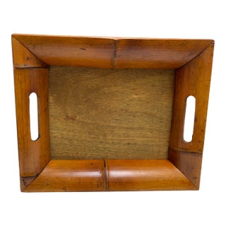 Rustic Bamboo Wood Decor Vintage Tray For Sale