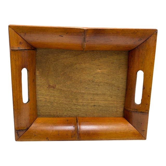 Rustic Bamboo Wood Decor Vintage Tray For Sale