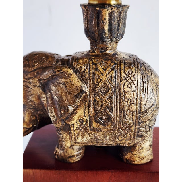 Vintage Bombay Company Elephant Motif Gilded Table Lamp For Sale - Image 10 of 13