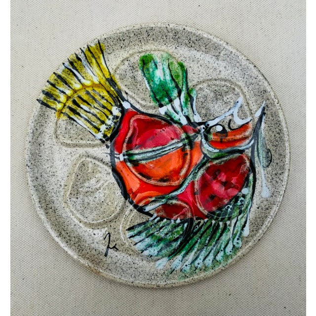 French Porcelain Oyster Plates, Set of 5, Midcentury Artist Signed For Sale - Image 9 of 11