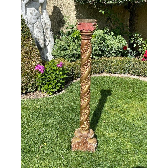 Wood Twisted Column in Gilt Wood For Sale - Image 7 of 12