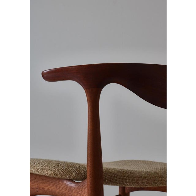 Set of Modern Danish Cowhorn Armchairs attributed to Knud Færch in Teakwood & Oak, 1960s For Sale - Image 9 of 18