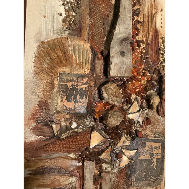 Amber Vintage Anita Baldwin 3-D Mixed Media Assemblage on Canvas Signed Anita. Mid-Century Modern For Sale - Image 8 of 12
