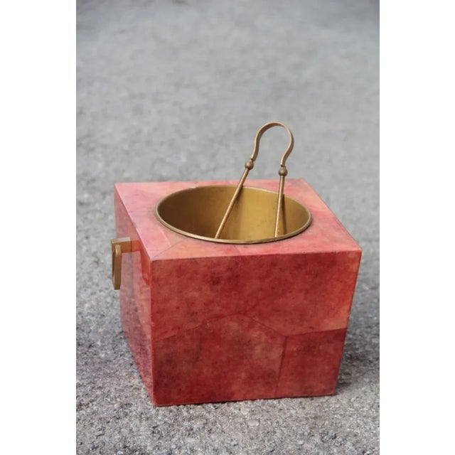 Brass & Goatskin Ice Box & Pitcher Set by Aldo Tura, 1950s, Set of 2 For Sale - Image 11 of 16