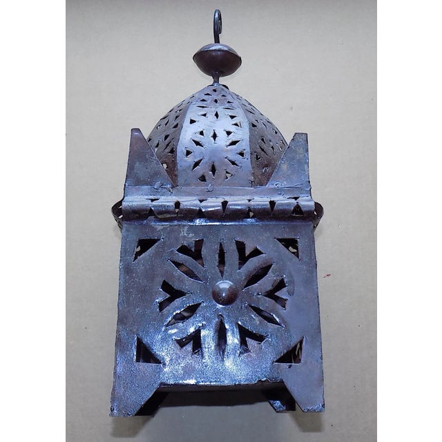 Vintage Moroccan Pierced Brass Lantern For Sale - Image 4 of 7