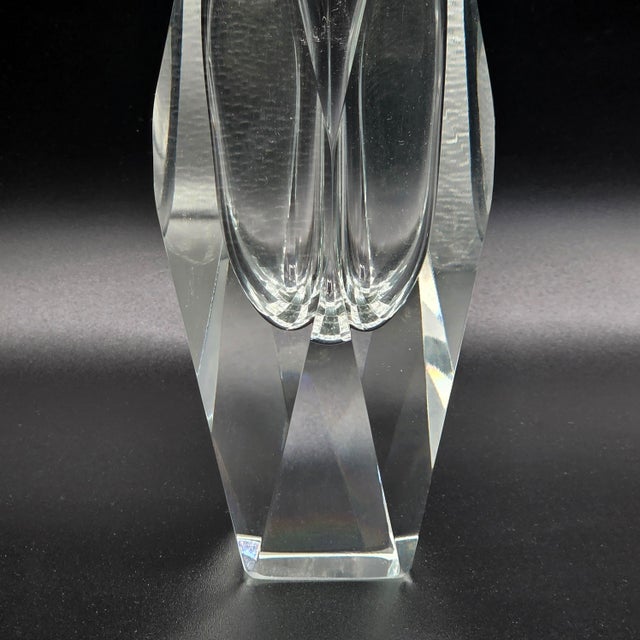 Transparent Mid 20th Century Flavio Poli for Seguso Faceted Murano Crystal Vase For Sale - Image 8 of 12