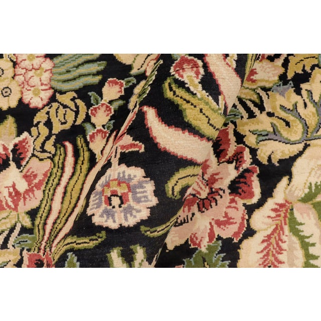 1990s Art Nouveau 1990's Pak-Persian Black/Beige Wool Rug - 6'0'' X 9'2'' For Sale - Image 5 of 9