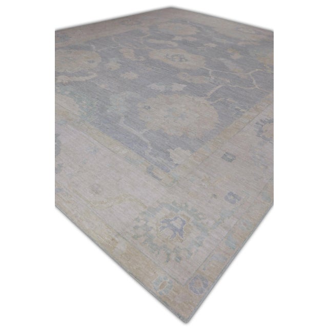 Early 21st Century Blue Handwoven Turkish Oushak Rug 13'11" X 17' For Sale - Image 5 of 7