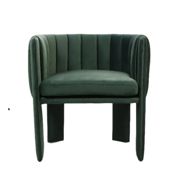 Olivia Channel Tufted Accent Barrel Chair in Green For Sale - Image 4 of 11