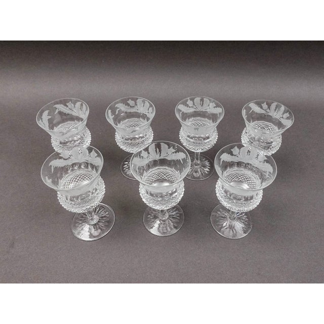 Mid-Century Modern Mid 20th Century Edinburgh Crystal Scotland Thistle Sherry Glasses- Set of 7 For Sale - Image 3 of 8