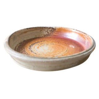 Glazed Handmade Vintage Ceramic Pottery Dish For Sale