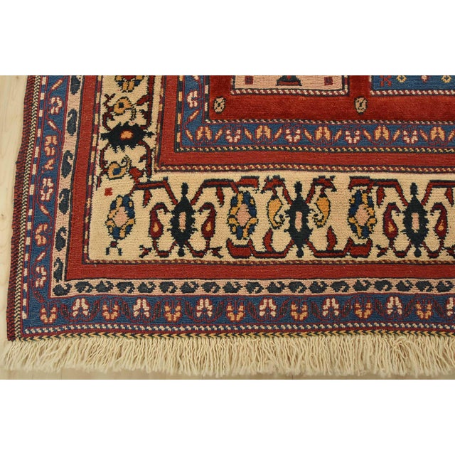 Gabbeh Rug 5′ X 6’4” Red Wool Vintage Tribal Hand-Knotted Oriental Carpet For Sale - Image 11 of 14