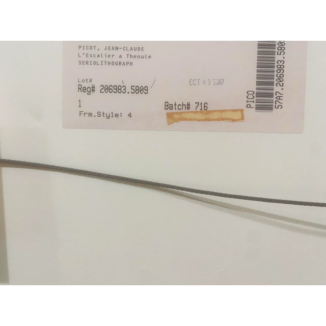 Royal Blue Circa 1990s Jean-Claude Picot French Riviera Landscape “ L’Escalier à Théoule” Seriolithograph Framed and Signed in Plate For Sale - Image 8 of 9