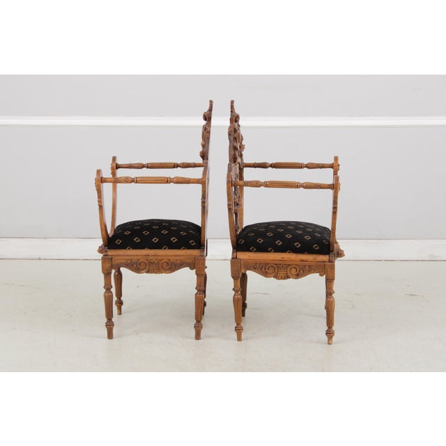 Pair Vintage Continental Figural Carved Armchairs For Sale - Image 15 of 18