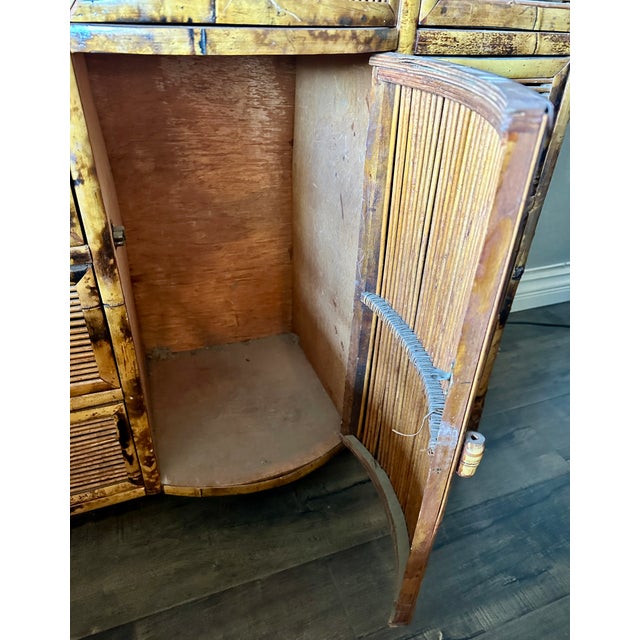 Wood Vintage 1970s Bamboo & Reed Dresser / Cabinet For Sale - Image 7 of 8