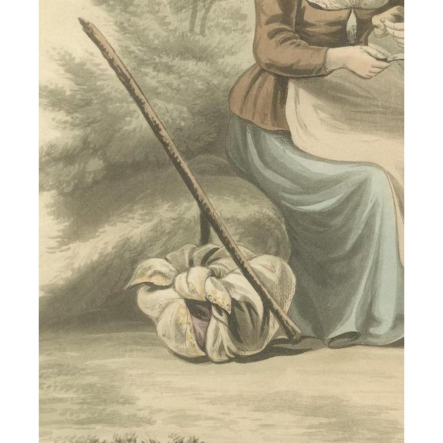 19th Century After Miss Semple, Woman of Brabant Resting with Staff and Bundle, 1817, Engraving For Sale - Image 5 of 9