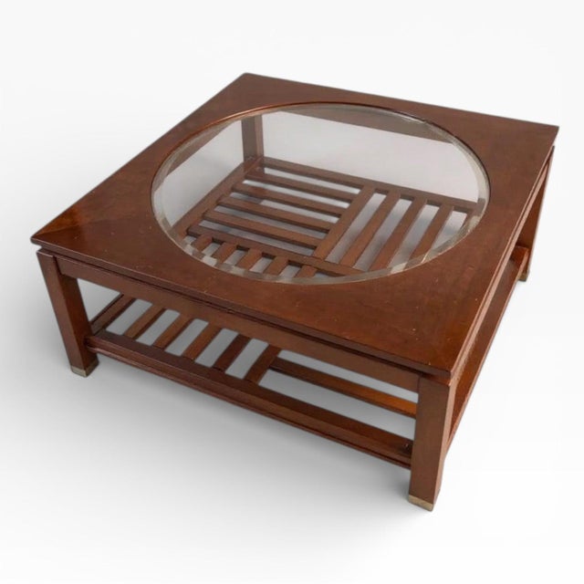 Cherry Coffee Table with Glass Insert from Stickley, 2001 For Sale - Image 4 of 9