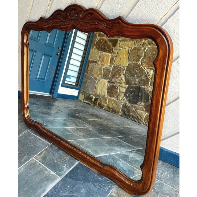 French Provincial Mid 20th Century Drexel Cabinet Classics Country French Provincial Wood Mirror For Sale - Image 3 of 4