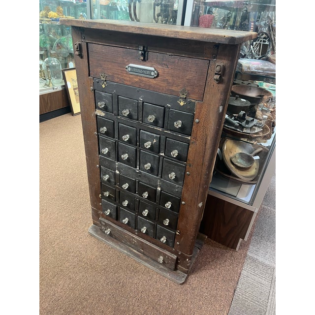Wood Antique 24 Drawer Apothecary Hardware Store Cabinet One of a Kind For Sale - Image 7 of 12