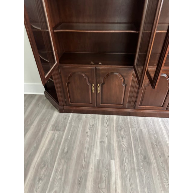 Wood 1980s Ethan Allen Cherry Lighted Wall Unit For Sale - Image 7 of 10