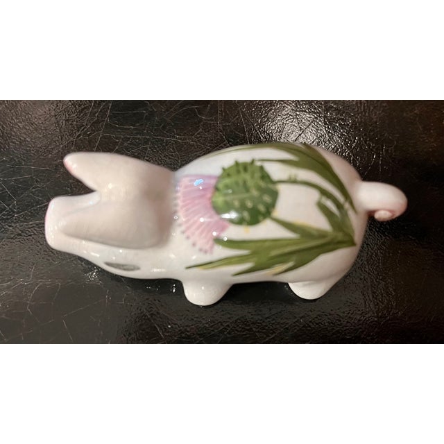 Mid 20th Century Mid 20th Century Plichta Tiny Floral Design Hand Painted Ceramic Pigs - A Pair For Sale - Image 5 of 17