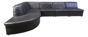 Vintage Black Patchwork Leather Modular Sofa from Laauser, 1970s, Set of 6