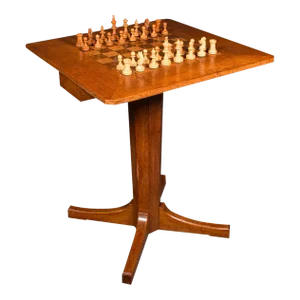 1950s Antique English Oak Chess Table