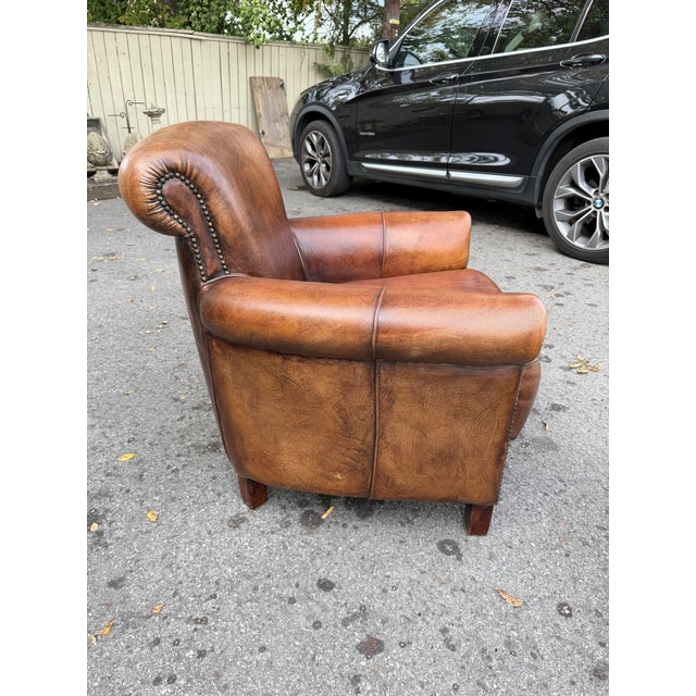 Late 19th Century Pair of French Leather Club Chairs For Sale - Image 5 of 14