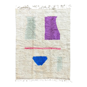 Contemporary Moroccan Mrirt Rug in Natural Wool