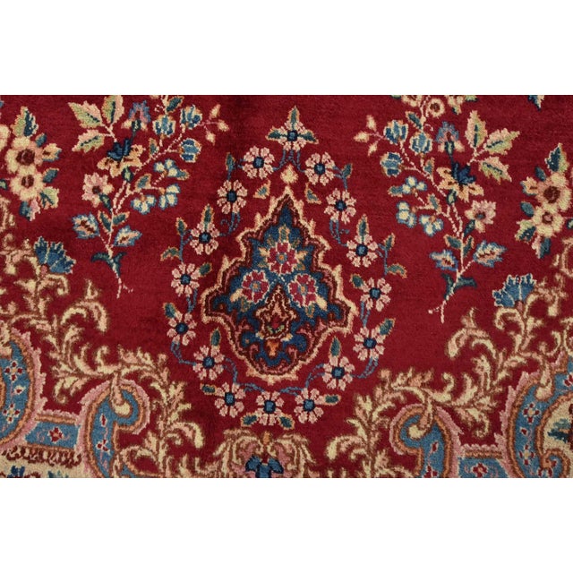 1990s Kerman Rug 9’1” X 14’7” Red Wool Vintage Traditional Hand-Knotted Carpet For Sale - Image 5 of 15