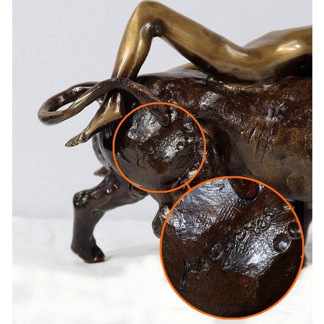 Majera, La Déesse Europe rencontrant le Taureau, 20th Century, Bronze For Sale - Image 16 of 18
