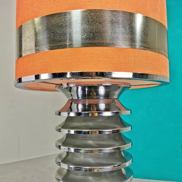 Mid-Century Modern Chrome Floor Lamp with Fabric Lampshade from Star Leuchten, 1970s For Sale - Image 3 of 13