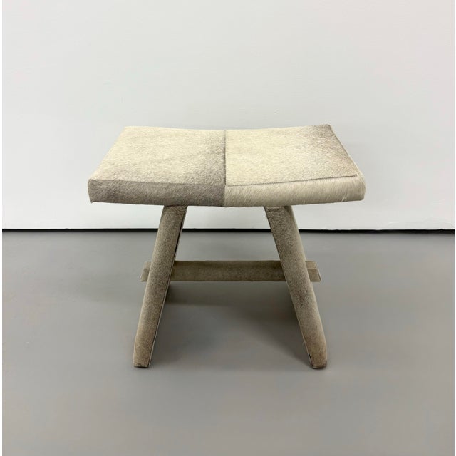 Late 20th Century Late 20th Century Contemporary Cowhide Low Stool For Sale - Image 5 of 8